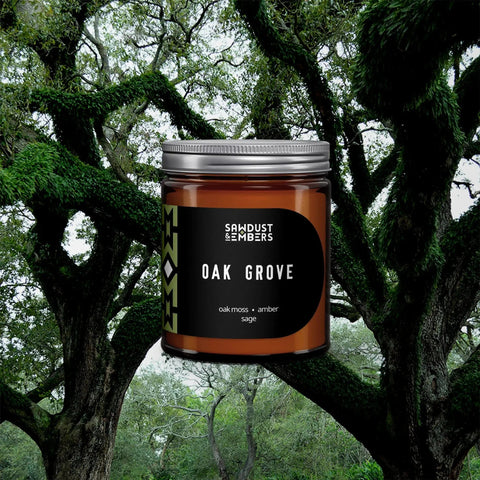 Rustic Oak Grove Scented Candle – Handcrafted Woodsy Aroma | Made in USA Sawdust & Embers  Apothecary Candles