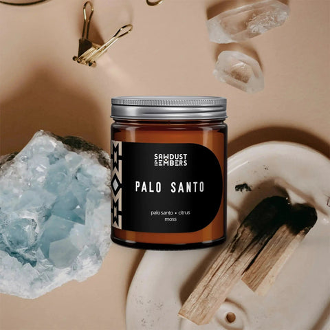 Handcrafted Palo Santo Scented Candle – Aromatherapy Jar | Made in USA Sawdust & Embers  Apothecary Candles