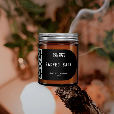 Sacred Sage Aromatherapy Candle – Lavender White Sage Cedar | Made in USA Sawdust & Embers  Apothecary Candles