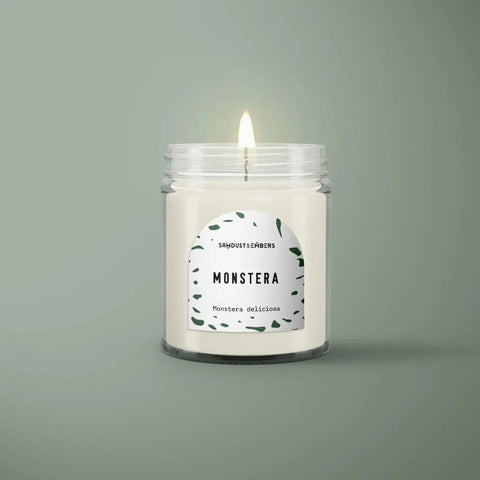 Monstera Scented Candle – Handcrafted Green Fragrance Jar | Made in USA Sawdust & Embers  Botanica Candles