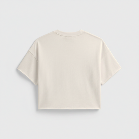 Boxy Black Crop Sweatshirt – Raw Hem Short Sleeve Top | Made in USA Casual Womens Apparel US Standard Apparel  CREWNECK SWEATSHIRT