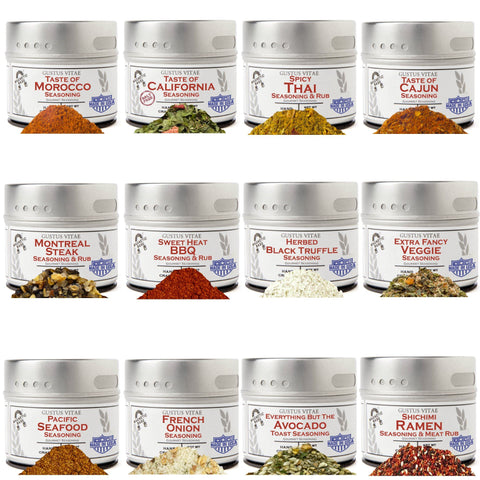 Gustus Vitae 12 Pack Gourmet BBQ Seasoning Set – Handcrafted Spice Collection | Made in USA Gustus Vitae  Collections & Gift Sets