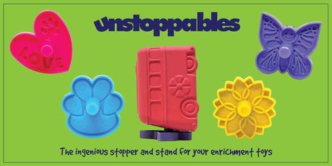 Unstoppables 4-Pack Stopper and Stand for SodaPup Treat Dispensers – Made in USA SodaPup  Nylon Dog Toys