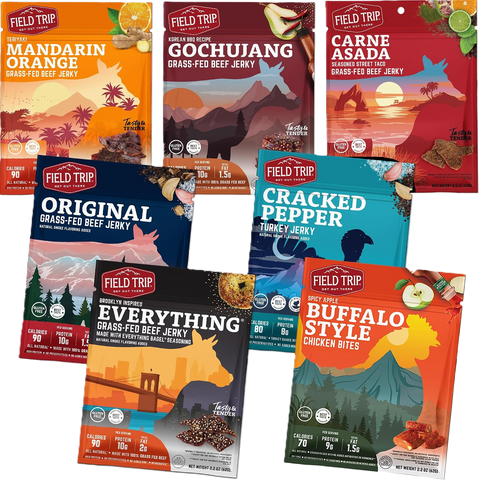 Field Trip Variety 7 Pack Grass-Fed Beef Jerky Sampler – Premium Flavors | Made in USA Field Trip 
