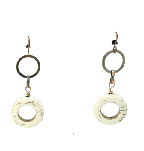 Copper Dangle Earrings With White Turquoise Hoop Bead – Bohemian Style Jewelry | Made in USA Michelle Marie Boutique  Earrings