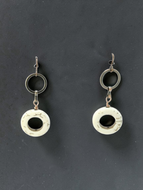Copper Dangle Earrings With White Turquoise Hoop Bead – Bohemian Style Jewelry | Made in USA Michelle Marie Boutique  Earrings