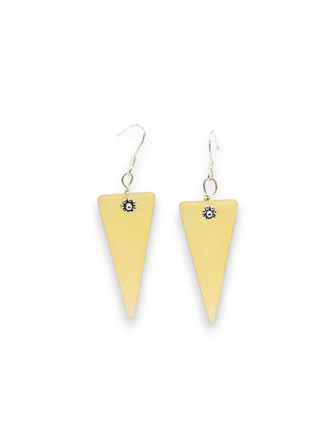 Yellow Sea Glass Triangle Earrings 2.5 Inch – Sterling Silver Hooks – Coastal Jewelry | Made in USA Michelle Marie Boutique  Earrings